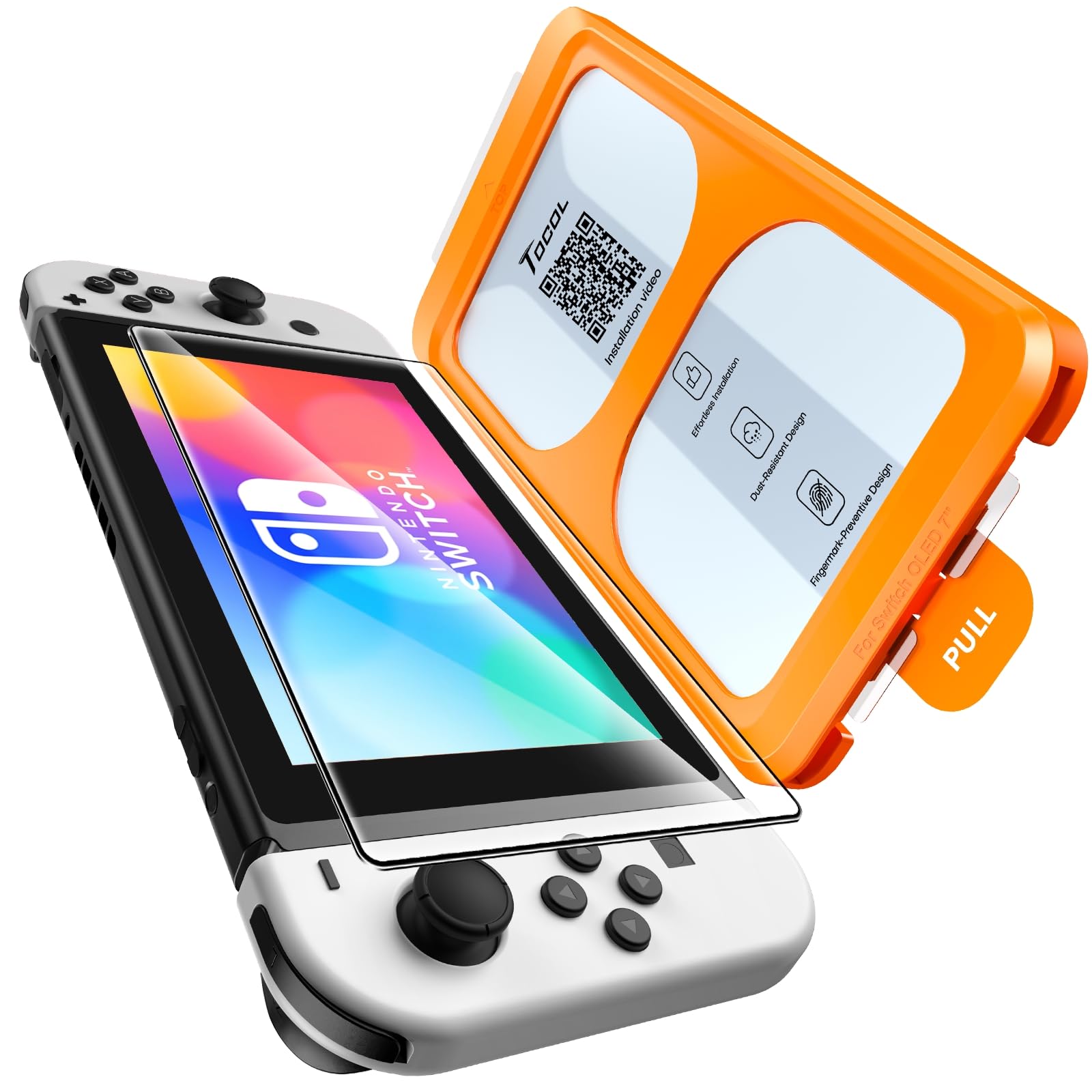 TOCOL Tempered Glass Screen Protector Compatible with Nintendo Switch OLED 2021 Model 7 Inch Anti Scratch 9H Hardness(7 inch)