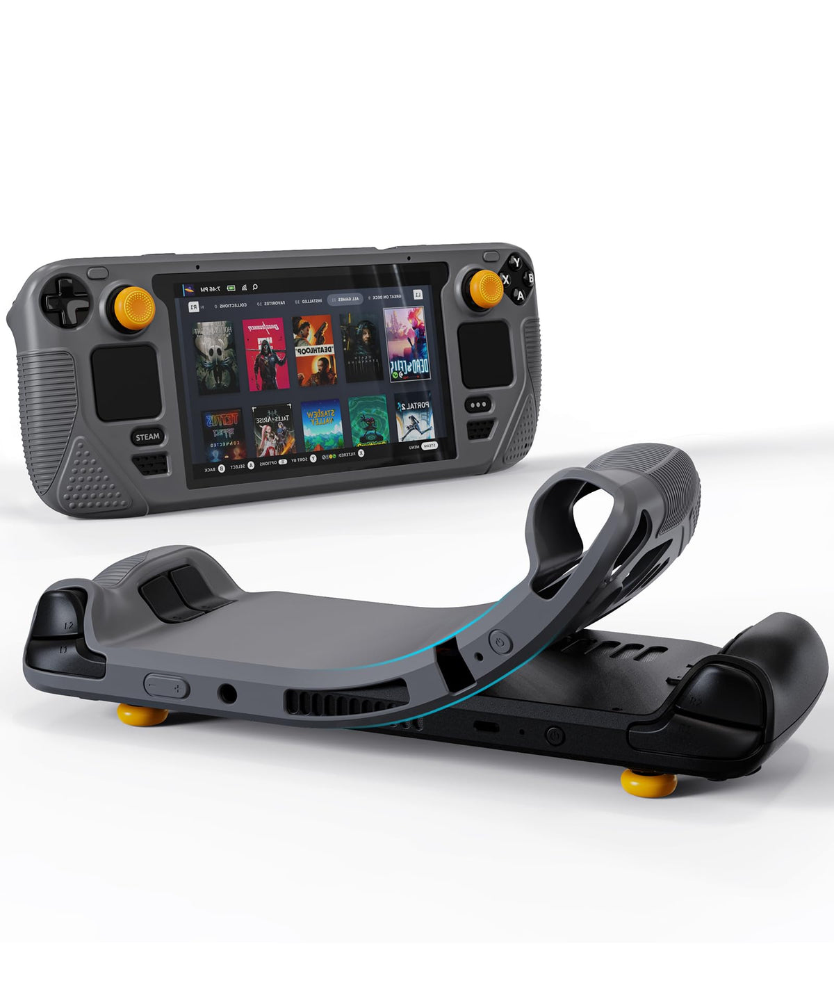 Syntech Protective Case Compatible with Steam Deck Accessories Console OLED/LCD  All-Round Protection with Non-Slip Thumb Grips  Silicone Cover for Enhanced Fit and Alignment-Gray