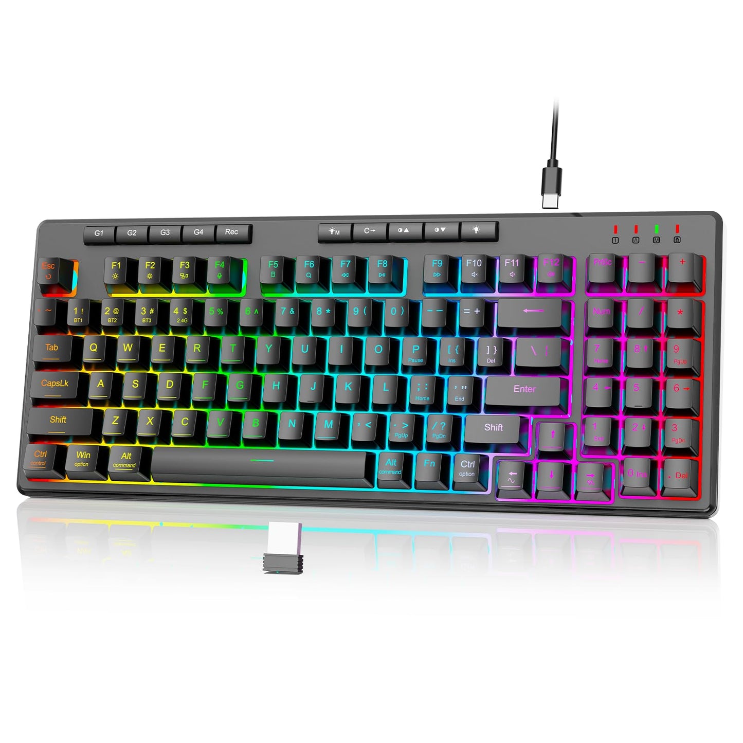 Redragon S156 Wireless Gaming Keyboard and Mouse with Tri-Mode  Mechanical Feel Keyboard and Up to 10000 DPI 61G Ultra-Light Gaming Mouse RGB Backlit 4 Macro Keys Long Battery Life for PC/MAC