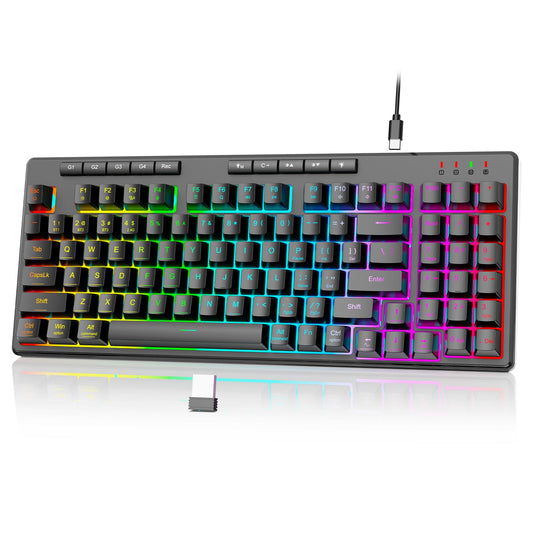 Redragon S156 Wireless Gaming Keyboard and Mouse with Tri-Mode  Mechanical Feel Keyboard and Up to 10000 DPI 61G Ultra-Light Gaming Mouse RGB Backlit 4 Macro Keys Long Battery Life for PC/MAC