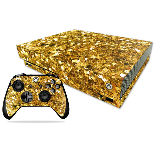 MIGHTY SKINS Xbox One X Skin - Gold Chips | Durable Vinyl Decal Wrap, Easy to Apply & Remove, Model MIXBONXCMB-Gold Chips
