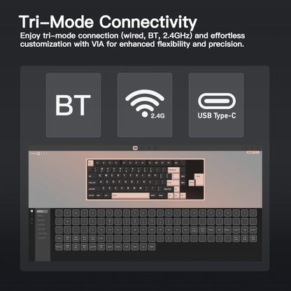 KEEBMONKEY WOBKEY 75% Mechanical Keyboard - Triple-Mode, RGB, Violet Switch, Black, Standard - Black V2