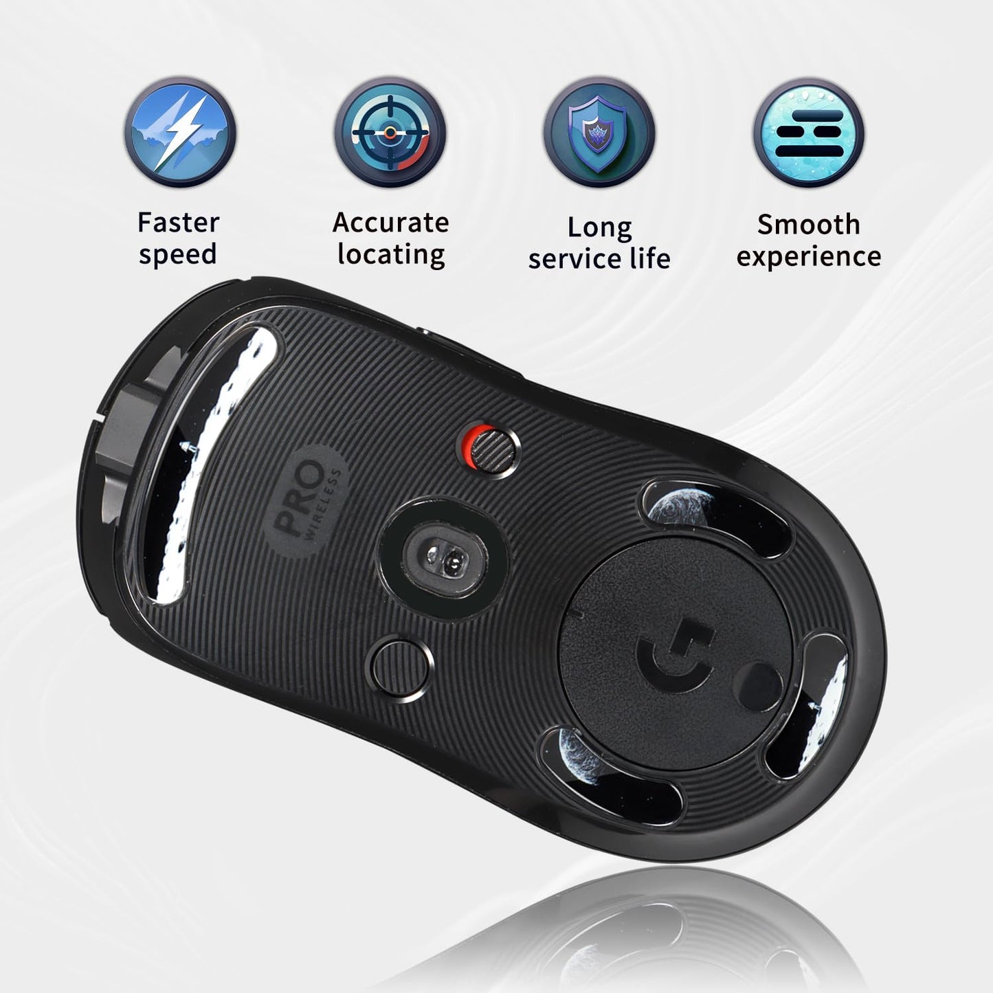 immoenuc Glass Mouse Skates for Logitech G PRO Wireless - Durable Earth Pattern Feet Pads