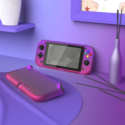 eXtremeRate PlayVital Protective Case for Nintendo Switch Lite - Hard Cover, Screen Protector, Thumb Grips, Clear Atomic Purple Rose Red