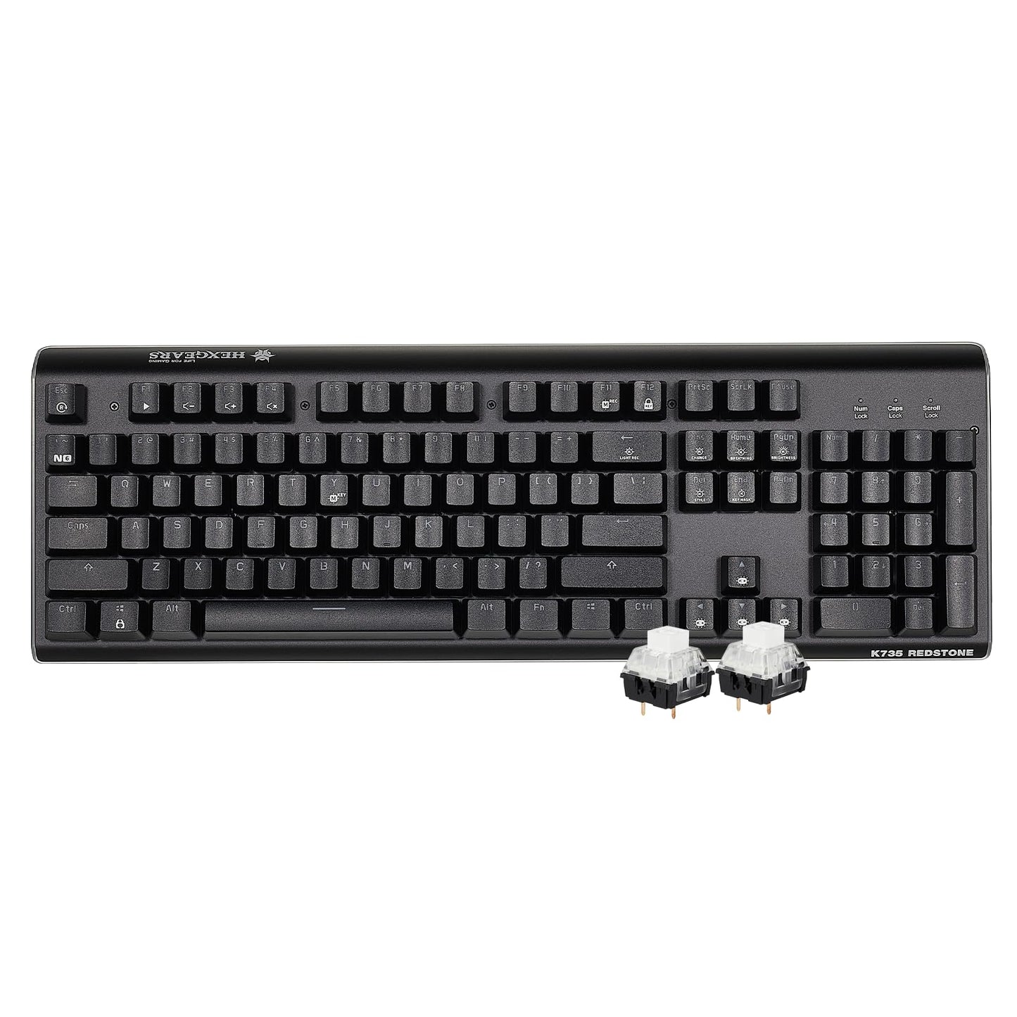 Hexgears GK735 Mechanical Gaming Keyboard Kailh Box White Switch 104 Keys ABS Keycaps Wired Gaming Keyboard with White LED Backlight  Ergonomic Design for Windows Laptop PC Mac (No Light Strip)