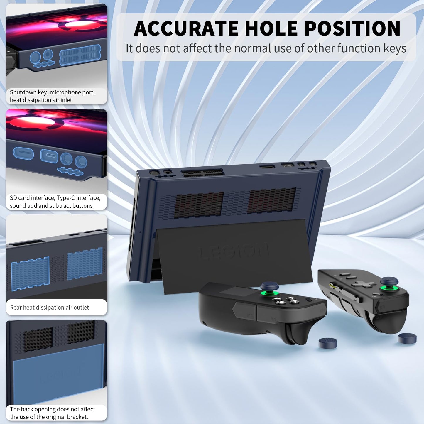 TUDIOW Protective Case for Lenovo Legion Go - Shock-Absorption, Anti-Scratch, Non-Slip, Blue, with 4 Thumb Grip Caps, 8.8'' Accessories