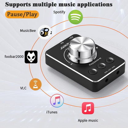 JUXINICE USB Volume Control Knob - PC Multimedia Controller for Windows & Mac - Black - Model CP090