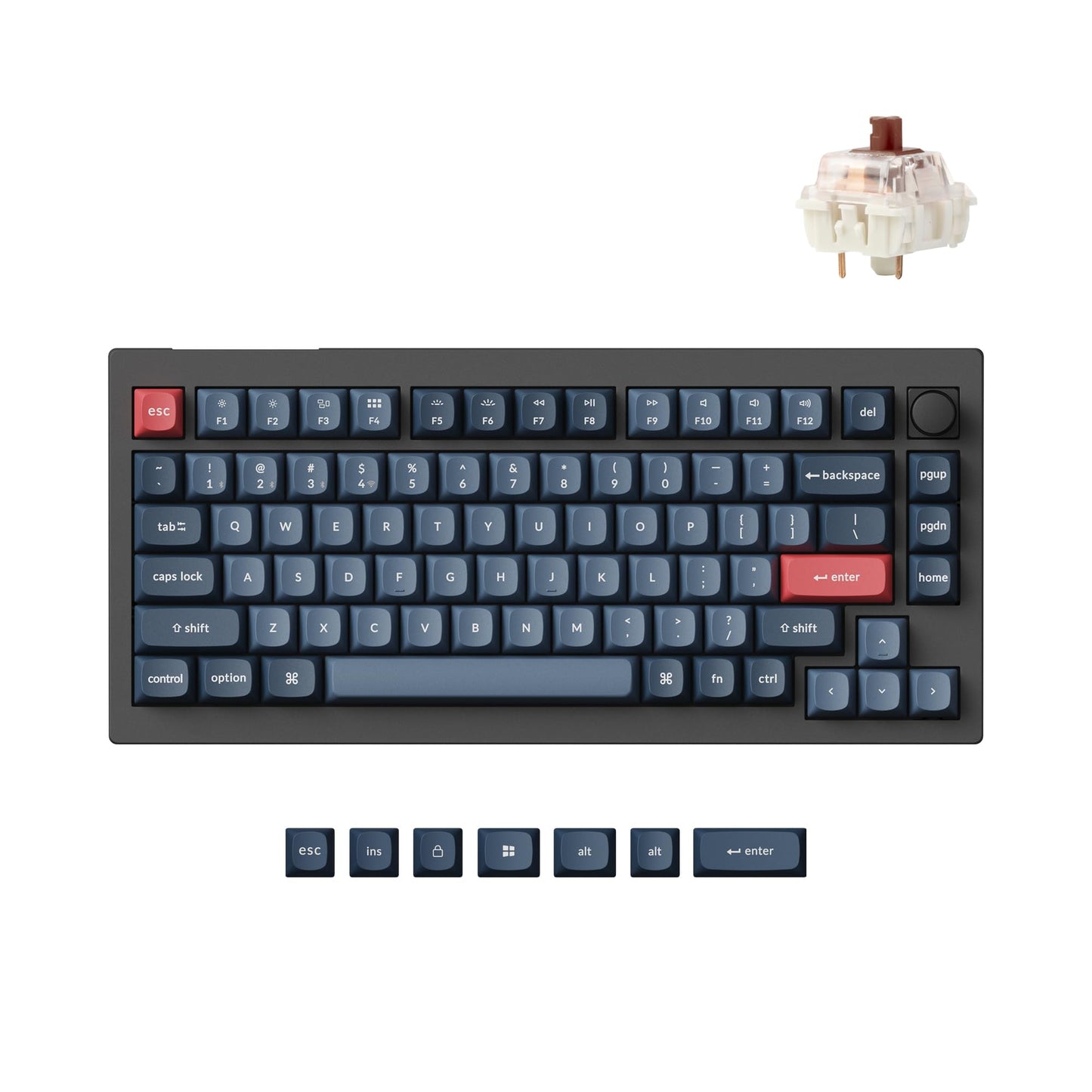 Keychron V1 Max 75% RGB Custom Mechanical Keyboard  2.4Ghz/Bluetooth 5.1/Wired QMK/VIA Programmable Macro  Hot-Swappable Gateron Jupiter Brown Switch Gasket Mount for Mac Windows Linux