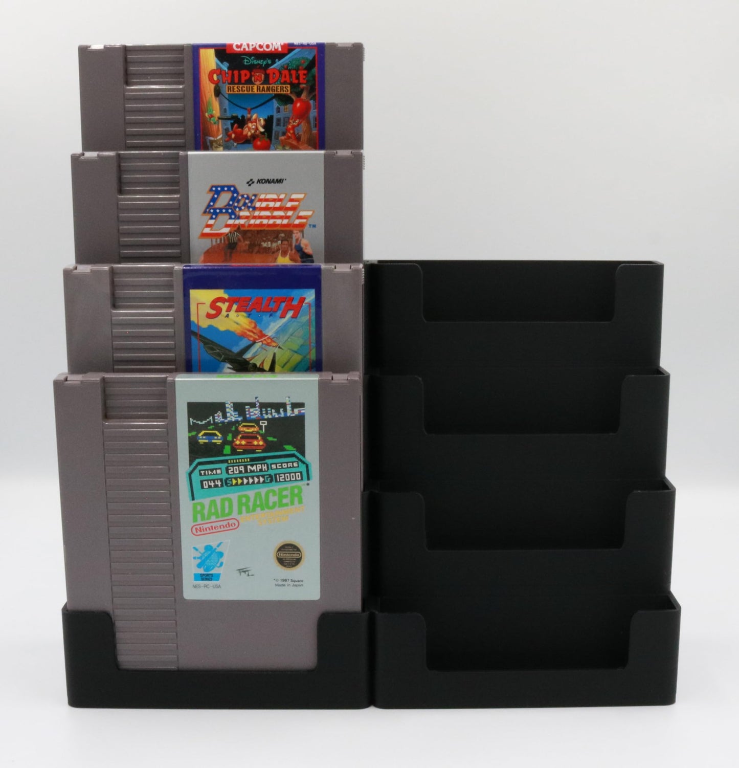 Display Stand Tower Holder for NES Cartridges - Holds 8 Games - Black