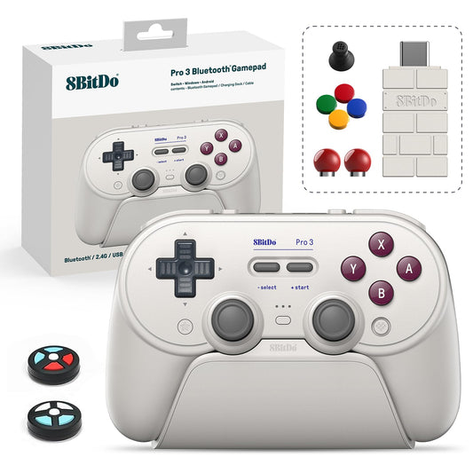 8Bitdo Pro 3 Bluetooth Controller with TMR Joysticks  Swappable ABXY Buttons  Pro Back Buttons  Charging Dock  Hall Effect Triggers for Switch/Switch 2  Windows  Apple  SteamOS  Android (G Classic)