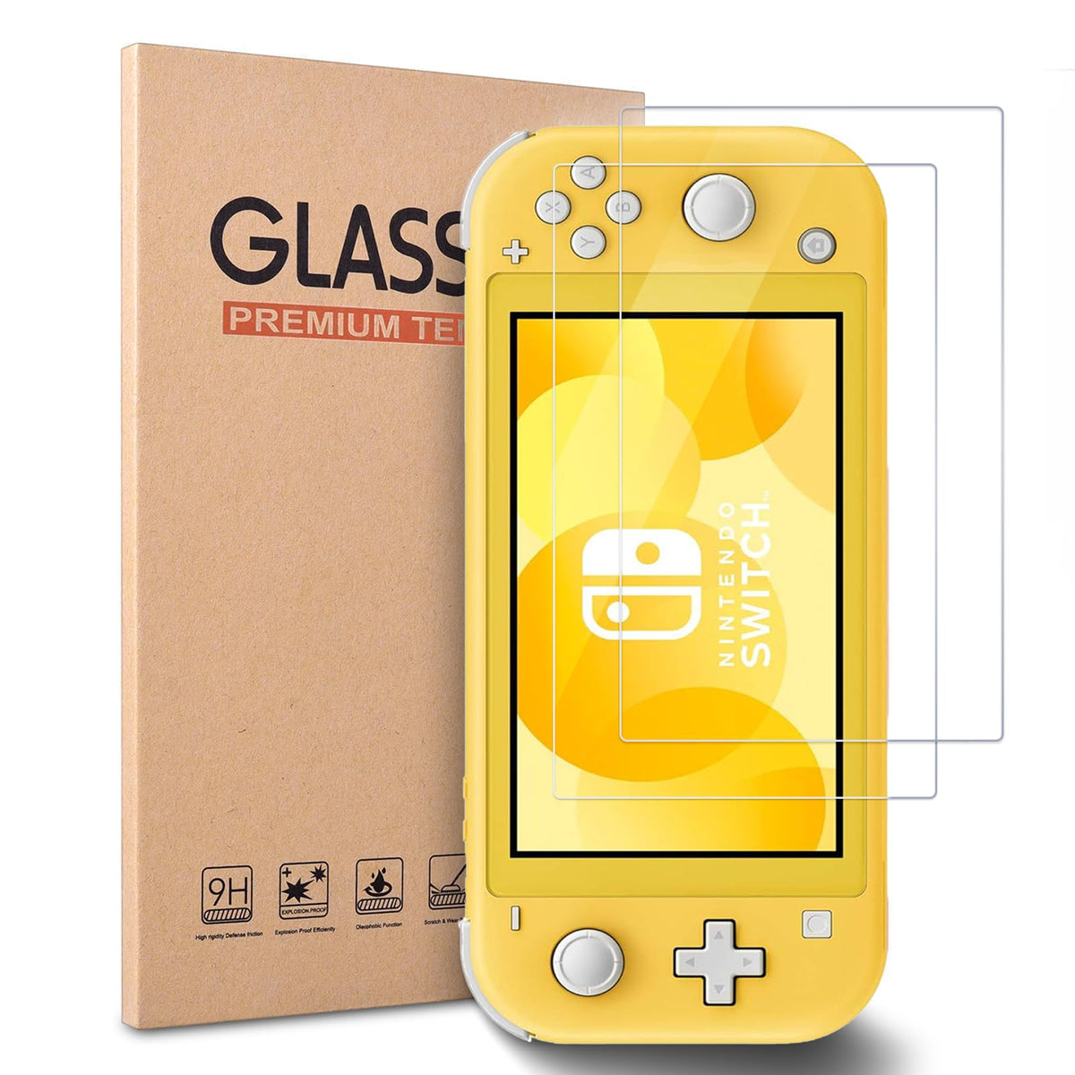 Linsaner 2-Piece Tempered Glass Screen Protector  Custom-Made for Nintendo Switch Lite HD Anti-Scratch Clear and Transparent Fingerprint-Resistant  Bubble-Free Installation Fit for Switch Lite