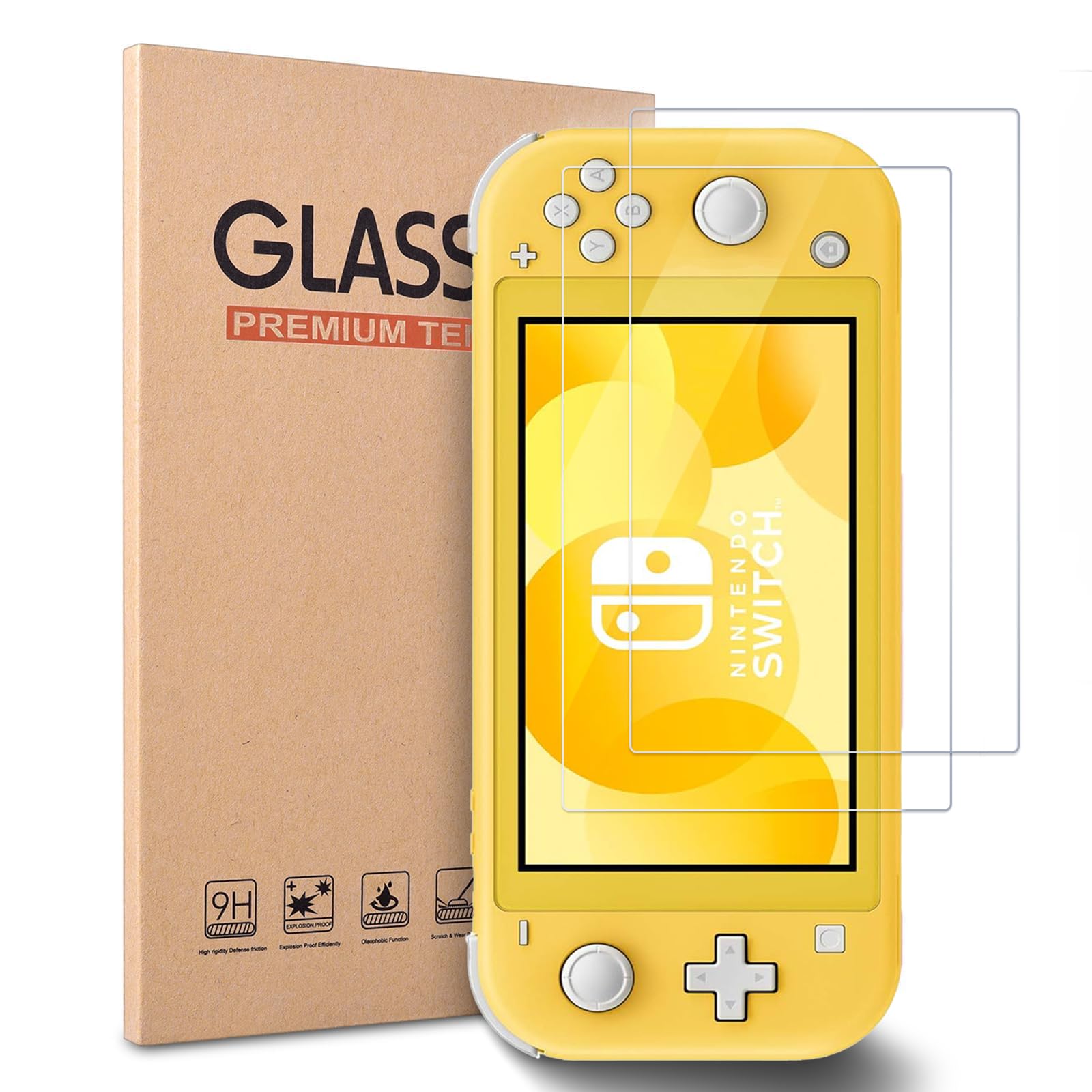 Linsaner 2-Piece Tempered Glass Screen Protector  Custom-Made for Nintendo Switch Lite HD Anti-Scratch Clear and Transparent Fingerprint-Resistant  Bubble-Free Installation Fit for Switch Lite
