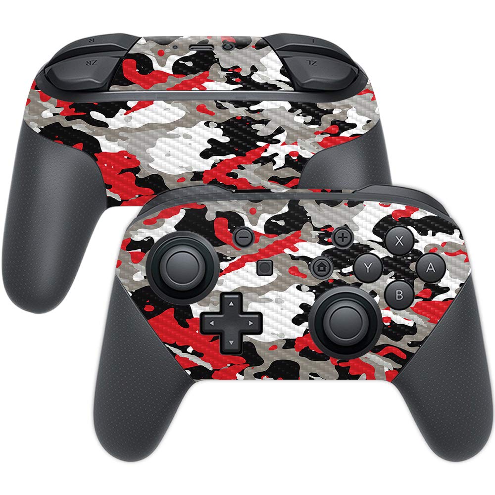 MightySkins Carbon Fiber Skin for Nintendo Switch Pro Controller - Red Camo | Protective  Durable Textured Carbon Fiber Finish | Easy to Apply  Remove  and Change Styles | Made in The USA