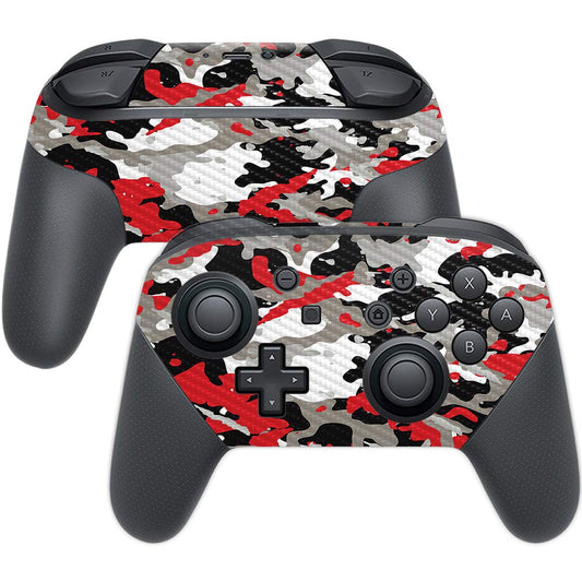 MightySkins Carbon Fiber Skin for Nintendo Switch Pro Controller - Red Camo | Protective  Durable Textured Carbon Fiber Finish | Easy to Apply  Remove  and Change Styles | Made in The USA
