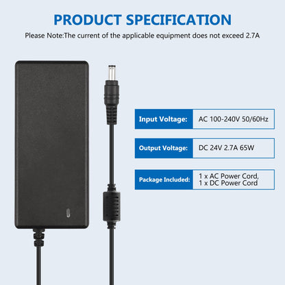 FNKTQL Replacement Power Adapter for Logitech G920 G29 G923 Racing Wheels - 24V, Black