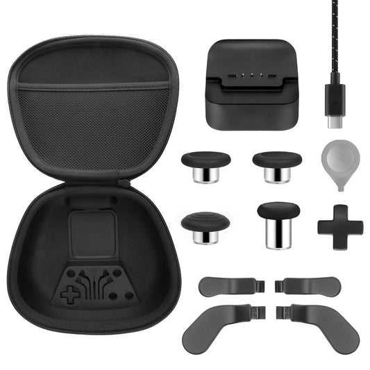Complete Component Pack for Xbox Elite Controller Series 2 - Accessories Includes 1 Carrying Case  1 Charging Dock  1 Charger Cable  4 Thumbsticks  4 Paddles and 1 Adjustment Tool(BLACK)