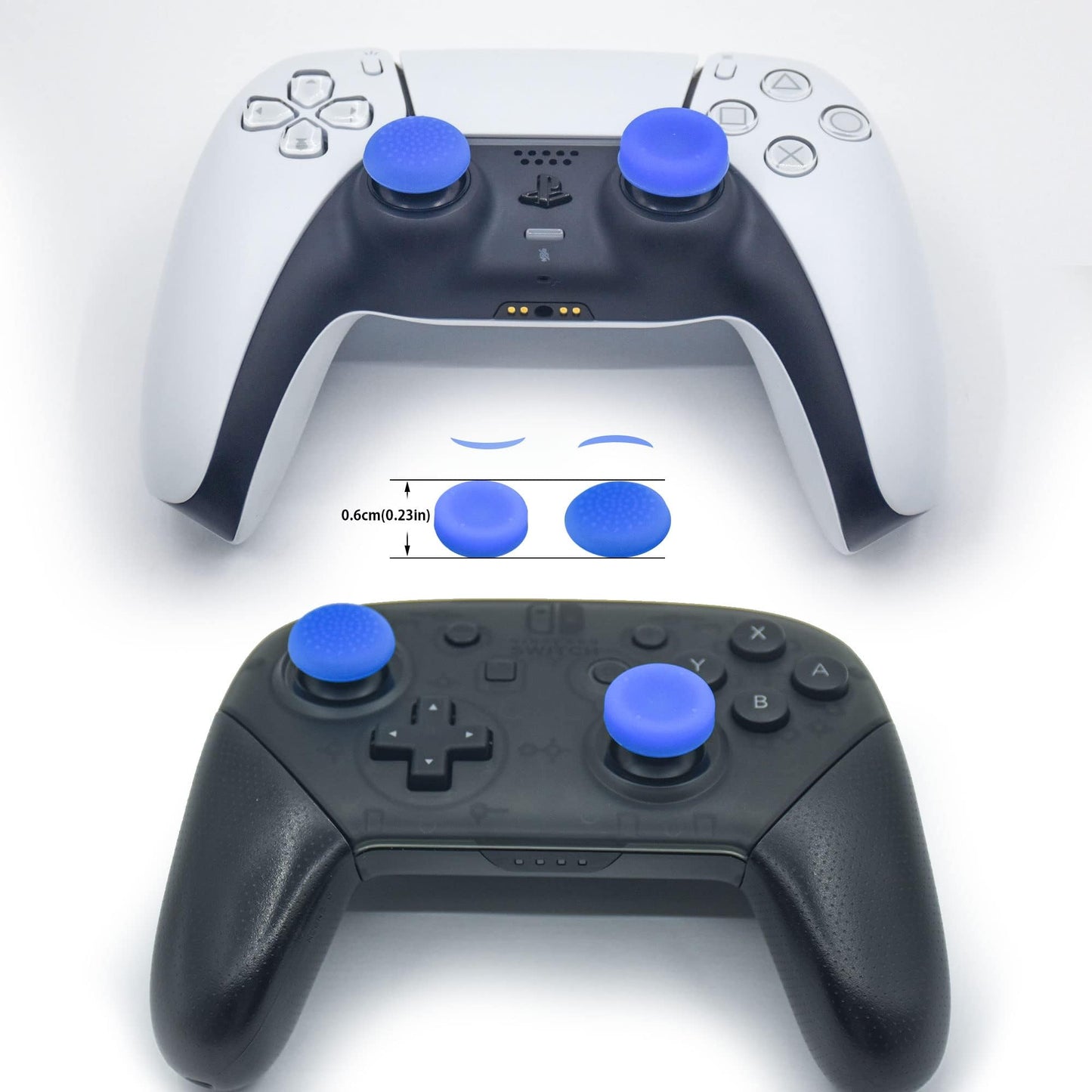 ZHI-NYLLDJS FPS Thumb Grip Gamepad - Antislip Joystick Caps for PS5/4 & Switch Pro - Blue Set (16pcs)