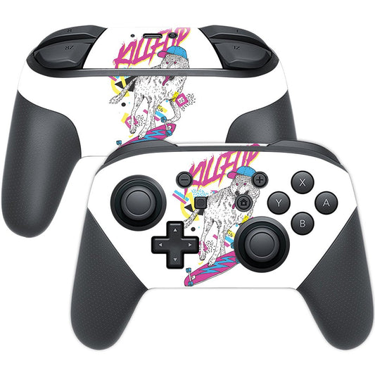 MightySkins Skin Compatible with Nintendo Switch Pro Controller - Skater Wolf | Protective, Durable, and Unique Vinyl Decal wrap