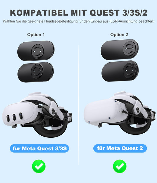 DXKK VR Headset Battery Head Strap for Meta Quest 3/2 - Soft Padding, Double Adjustment Dials, White, Extra 3-4Hrs Playtime