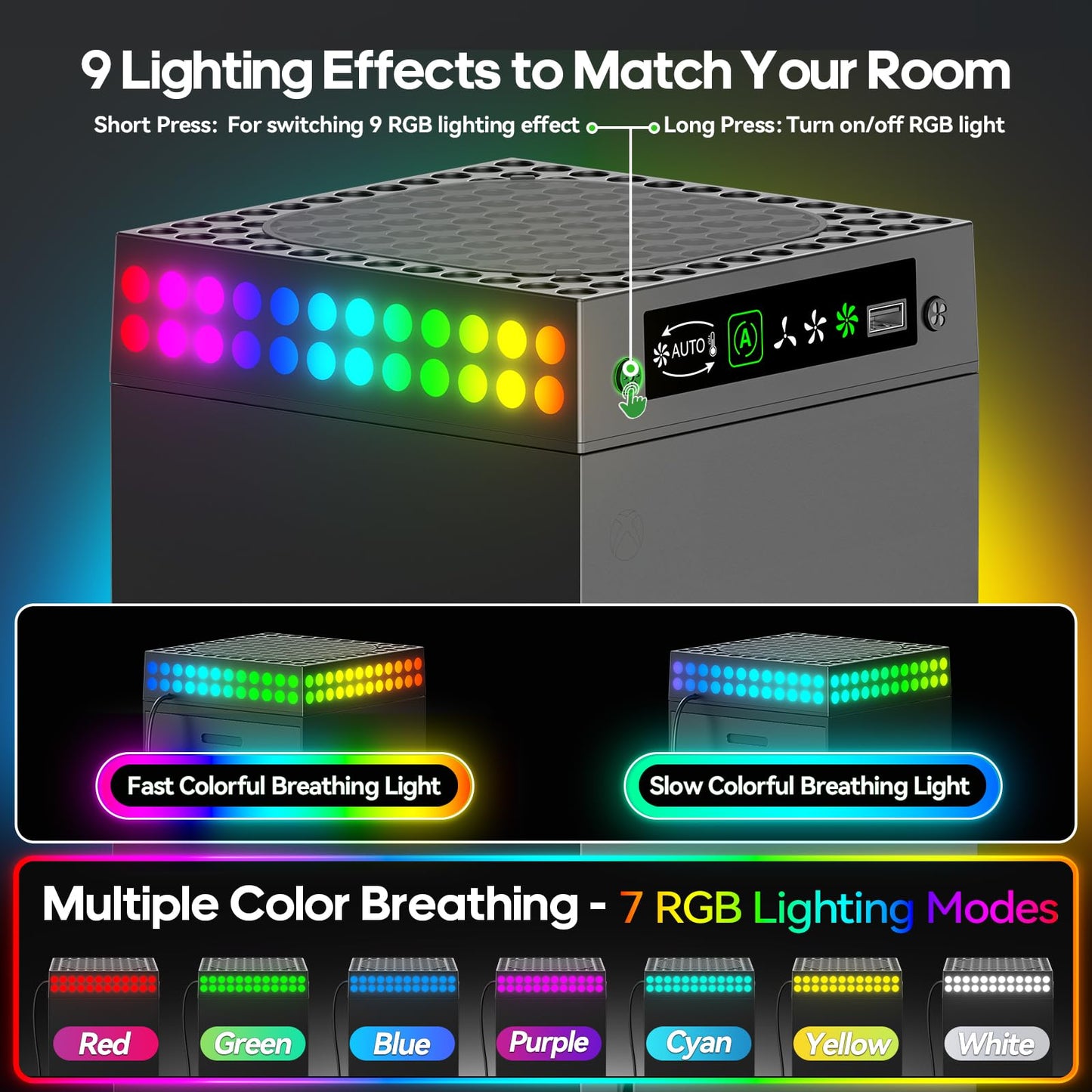 OIVO Xbox Series X Cooling Fan with Auto Mode, Dust Proof, LED, Adjustable, Black