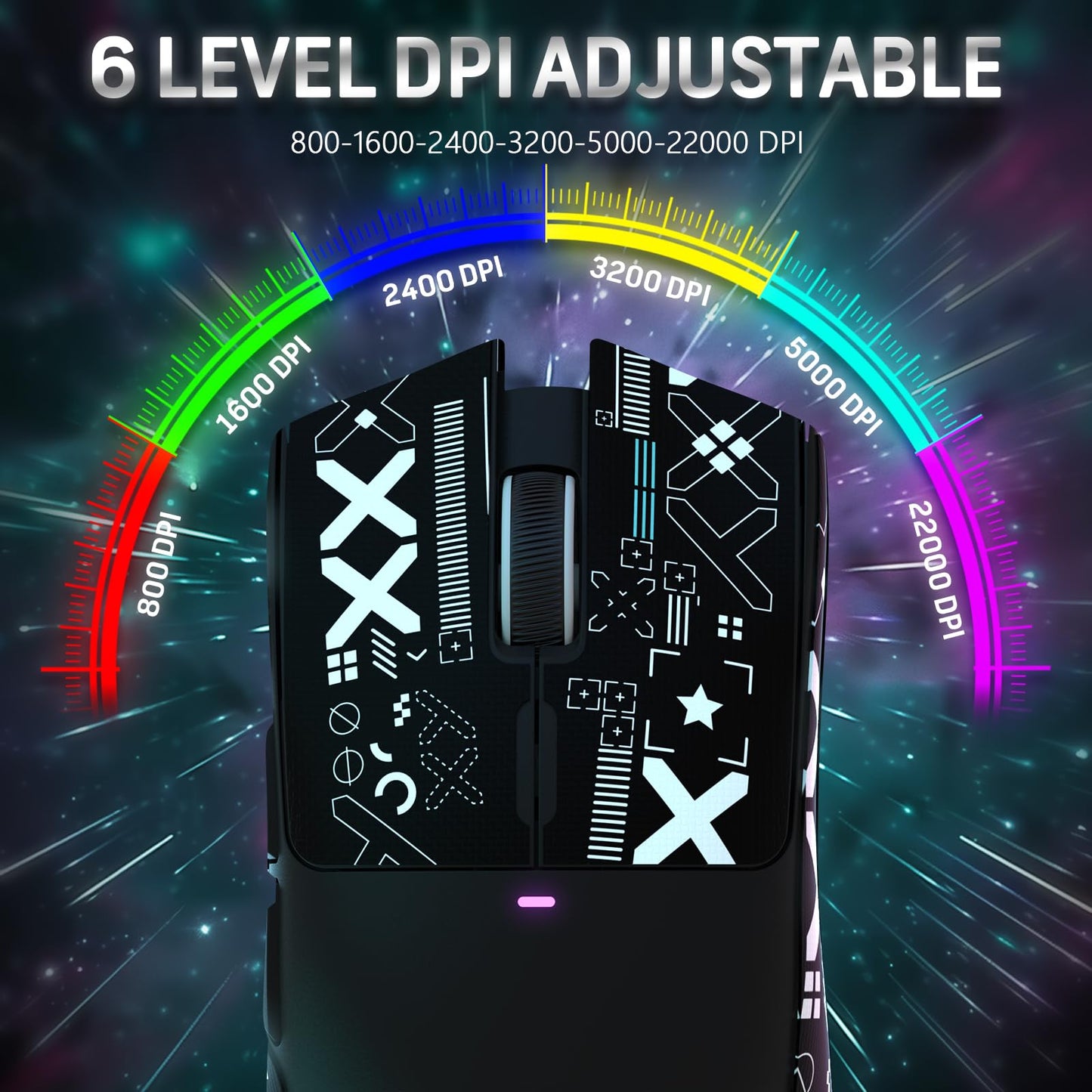 MAGIC-REFINER Wireless Gaming Mouse X11 - 22000 DPI, RGB Dock, 5 Buttons, Superlight, Black & Griptape