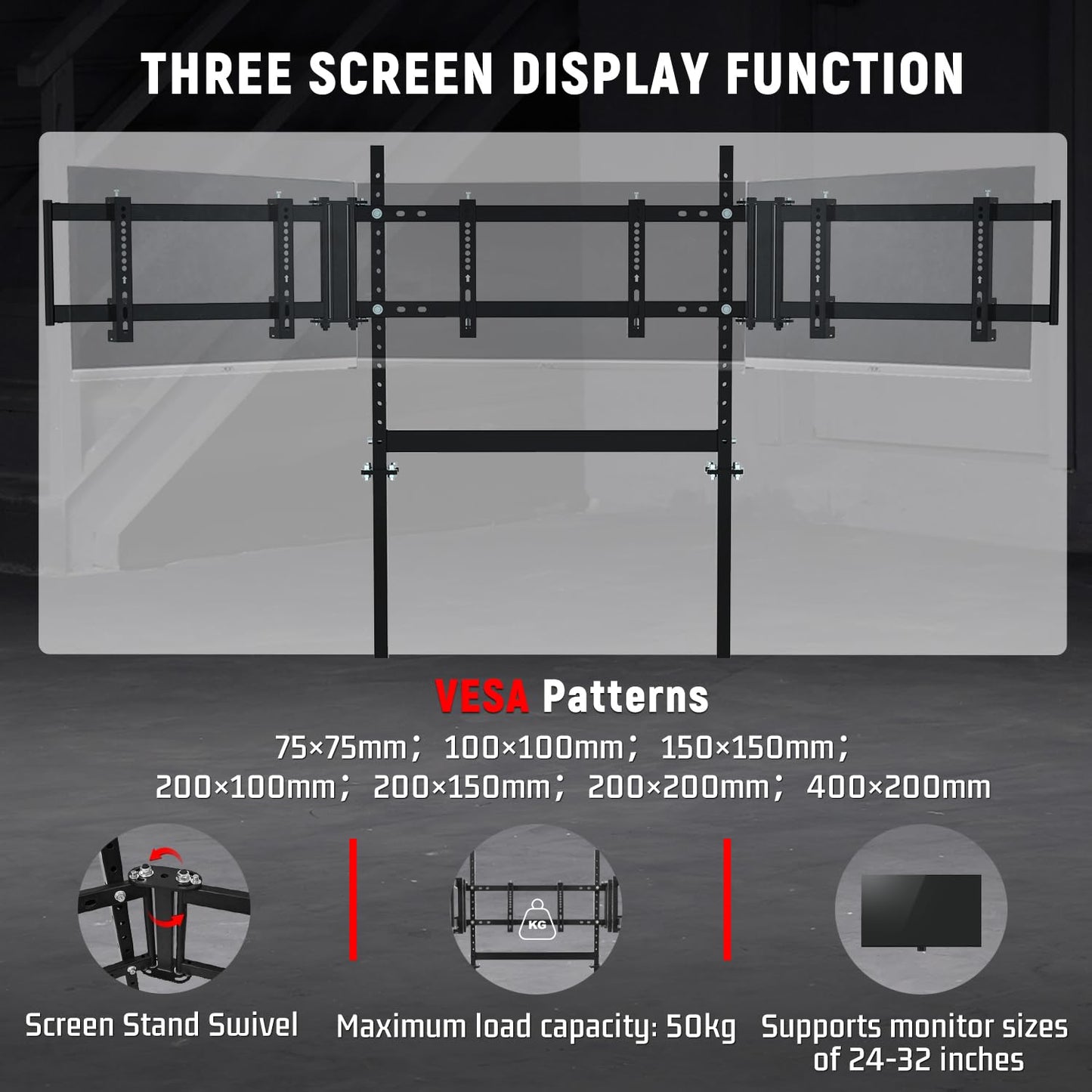 Dardoo Racing Simulator Cockpit with Triple Monitor Stand, Red Seat, G923 Model, 50mm Round Tube