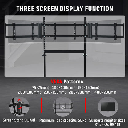 Dardoo Racing Simulator Cockpit with Triple Monitor Stand, Red Seat, G923 Model, 50mm Round Tube