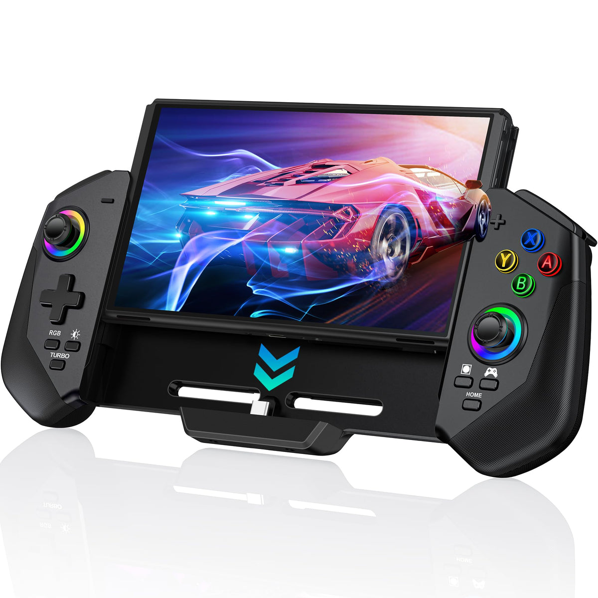 Kickdot Switch Controllers with Hall Joystick for Nintendo Switch/OLED  Switch Pro Remote Controller with LED Light/Turbo/Dual Motor/4 Game Slot Wired Joypad Replacement for Nintendo Switch Controller