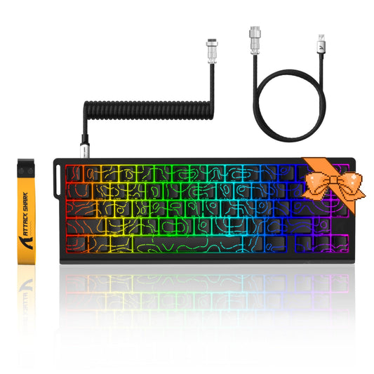 ATTACK SHARK X68 HE 8KHZ Rapid Trigger Keyboard Magnetic Switch 0.01 mm RT Accuracy Wired RGB 60% Gaming Keyboard TKL with Adjustable Actuation Snap Tap Coiled Cable for PC/Mac(Black Contour)