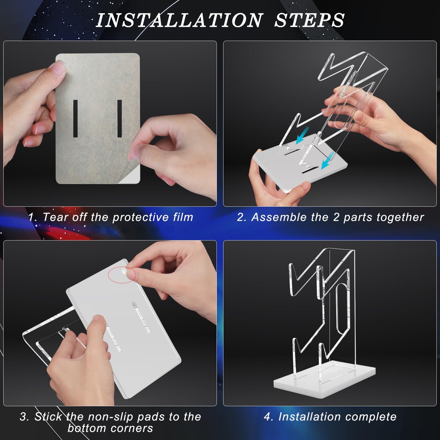 FYY Game Controller Holder - 2-Tier Acrylic Stand with Headphone Holder, Universal for Nintendo Switch, Xbox, PS5/PS4, White, Model 1897