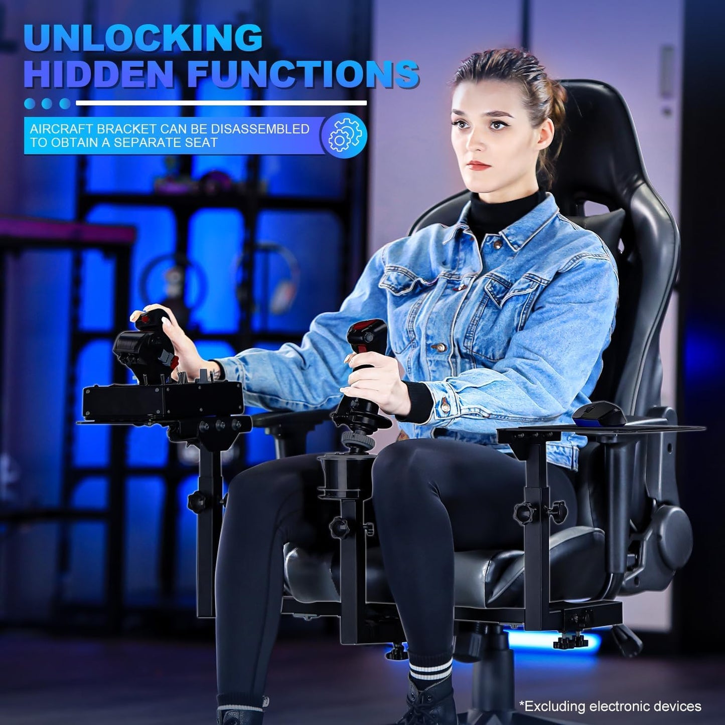 Marada Flight Joystick Hotas Mount - Adjustable Chair Compatible with Thrustmaster/Logitech - Dark Gray - Flight Simulator Cockpit