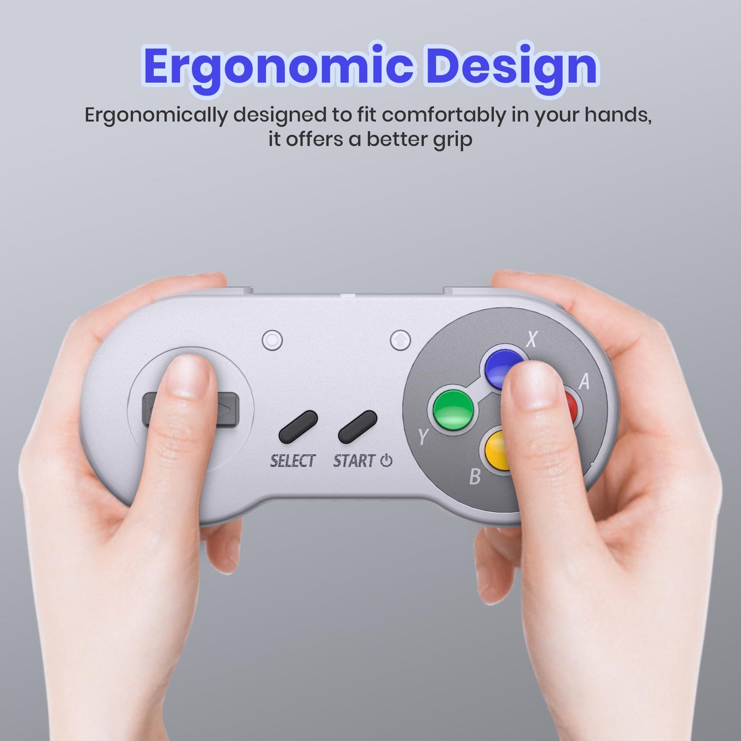 SAFFUN 2.4 GHz Wireless SNES Controller & USB Receiver - Multicolor, Compatible with Switch/Switch OLED, PC, Mac, Android, Raspberry Pi (2 Pack)