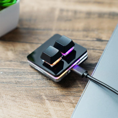 BTXETUEL 2-Key Hotswap Mechanical Gaming Keyboard, Mini RGB Keypad, Black Plastic for Macros & Rhythm Games