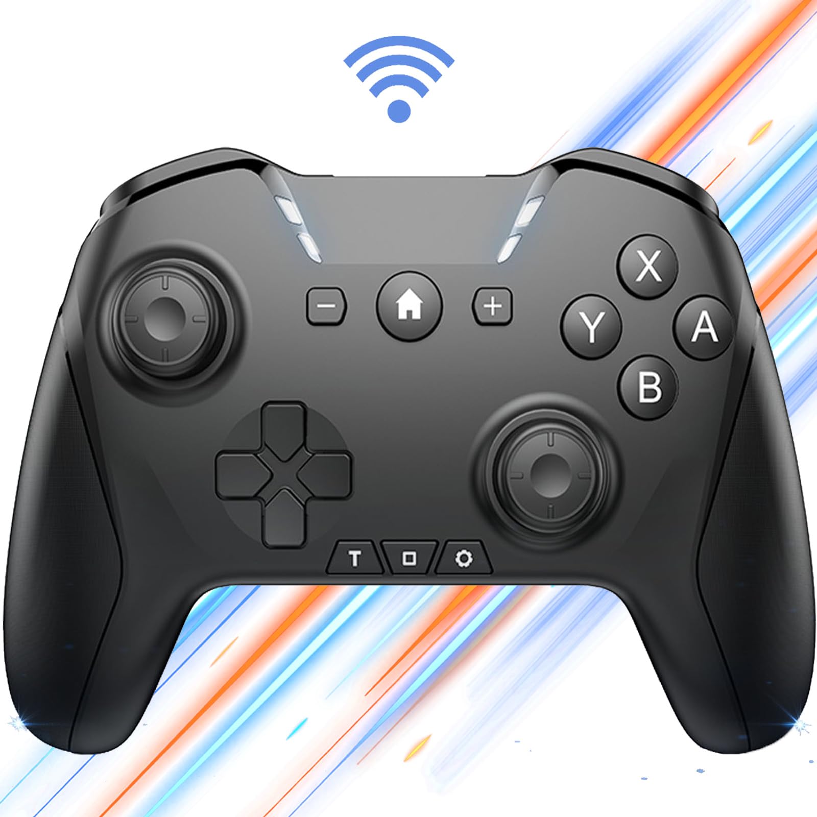 UNIHOW Bluetooth Controller for Switch/PC/Phone - Programmable, Turbo, Gyro, Type-C Rechargeable, Black