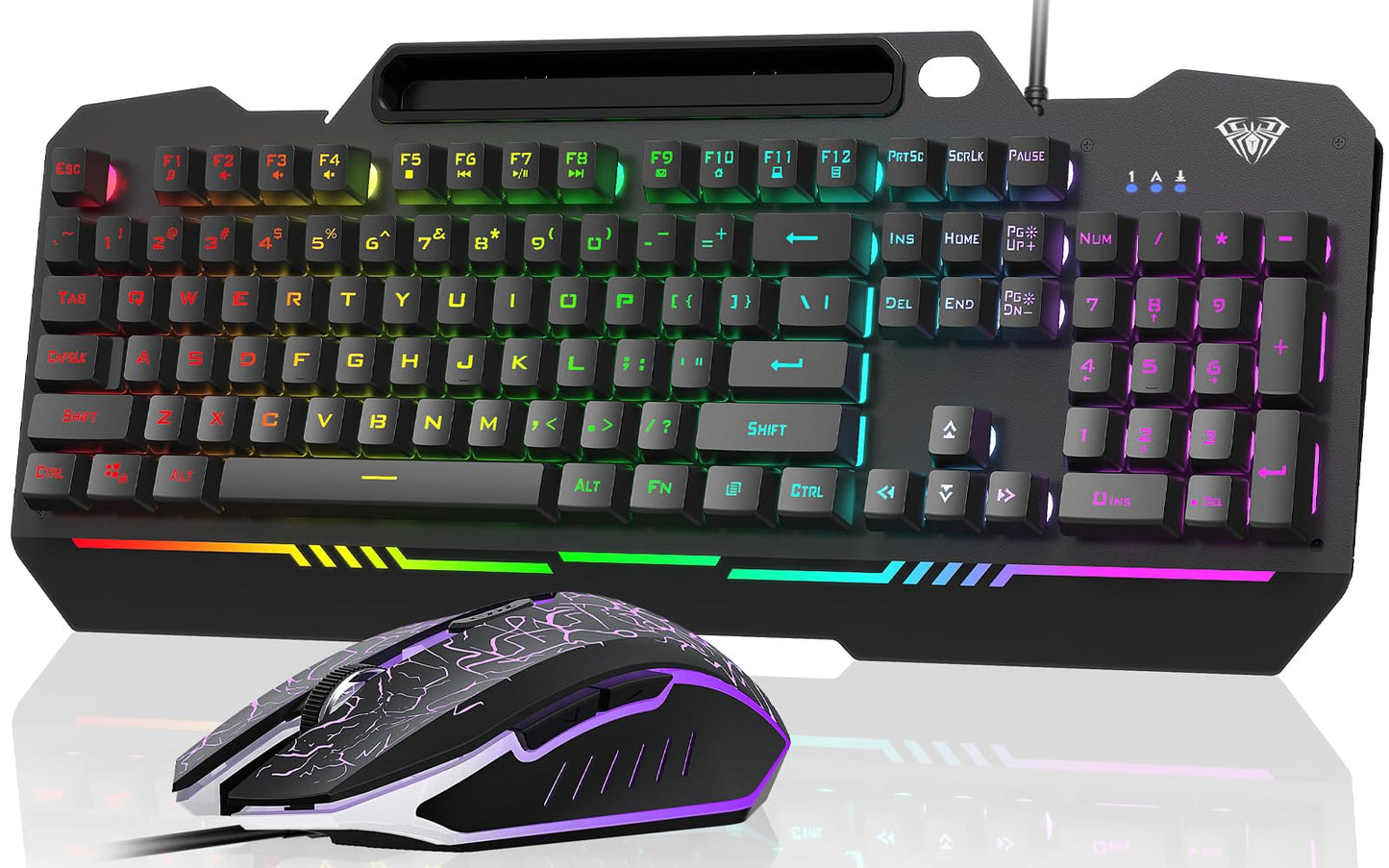 AULA Gaming Keyboard  T102 104 Keys Gaming Keyboard and Mouse Combo with RGB Backlit  All-Metal Panel  Anti-Ghosting  PC Game Keyboard and Mouse  USB Wired Keyboard Mouse for MAC Xbox PC Gamers