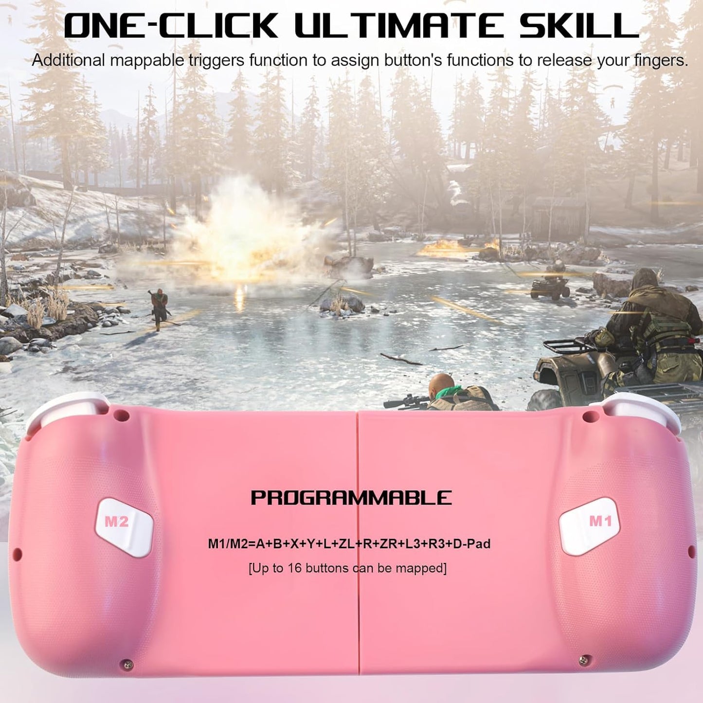 Megadream Mobile Game Controller for iPhone/Android/PC, Model 81-7, Pink, Compatible with Apex Legends & Call of Duty