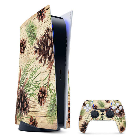 MightySkins Gaming Skin for PS5 / PlayStation 5 Bundle - Pine Collage | Protective Viny wrap | Easy to Apply and Change Style | Made in The USA