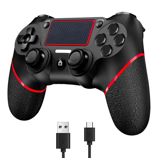 SZYUYU Wireless Controller for PS4, PC - 3.5mm Audio Jack, Touch Pad, Six Axis Motion Control, Black Red