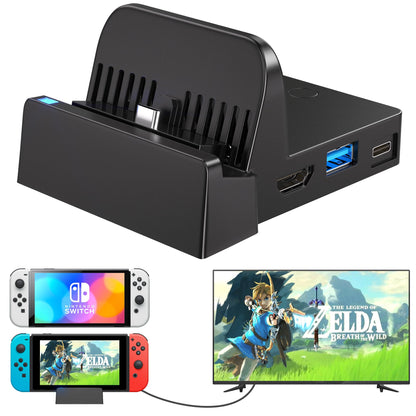 Ponkor Docking Station for Nintendo Switch/OLED - Portable USB 3.0 Charger, Model WG221A, No Cords Included