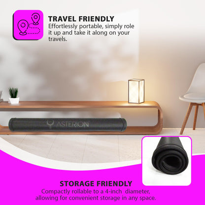 Asterion 41" Rollable VR Mat - Anti-Fatigue, Thicker & Softer, Black, Compatible with Meta Quest & Other VR/MR Headsets