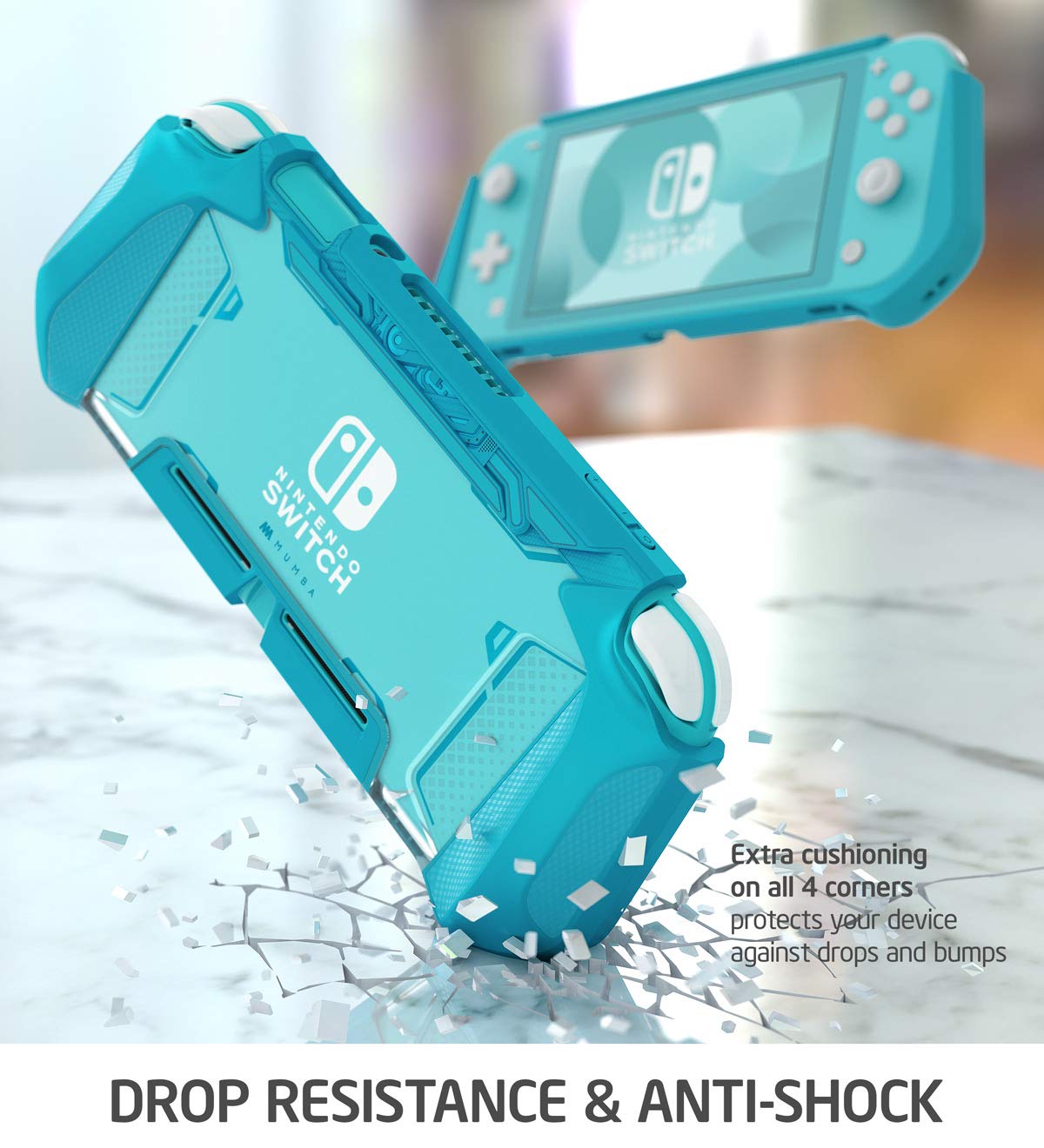 Mumba Grip Case for Nintendo Switch Lite - TPU Protective Cover, Peacock, Blade Series, Portable Accessories