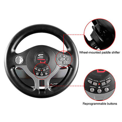 SUBSONIC SV250 Racing Steering Wheel with Pedals & Paddles for Nintendo Switch, PS4, Xbox Series X/S, Xbox One, PC - Black