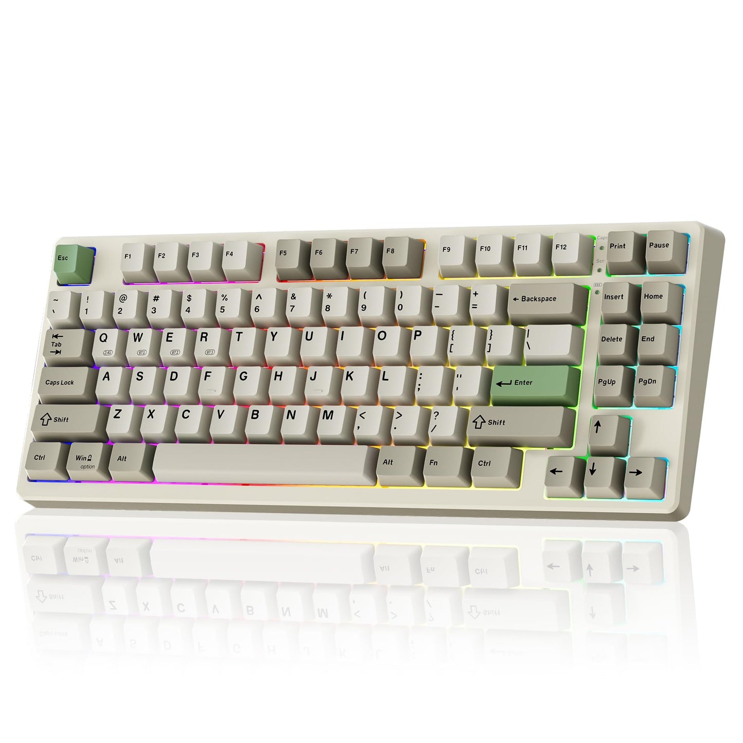 Kisnt Wireless Mechanical Keyboard - Gasket Mounted, Bluetooth, RGB Backlit, 75% Compact, Industrial Gray, Model KN85