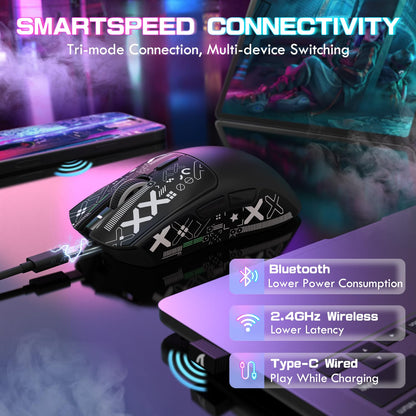 ATTACK SHARK X1 Ultralight Wireless Gaming Mouse - 40000DPI, RGB Dock, Anti-Slip Grip, Black