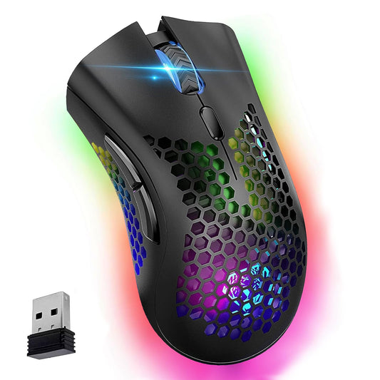 VEGCOO C23 Wireless Gaming Mouse - Silent Click, Rechargeable, 3 Level DPI, Black
