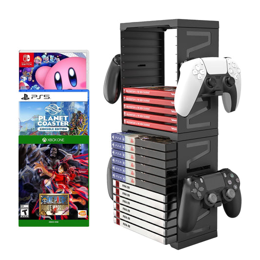 ASFSKY Game Storage Tower Universal Video Game Storage for 24 Games Storage ABS Stand Compatible with PS5 PS4 Xbox Nintendo Switch Games Gamer Gifts