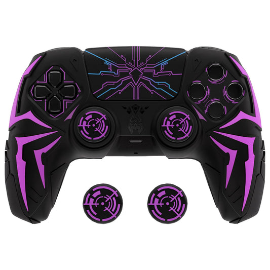 PlayVital Design for ps5 Controller Silicone Case with 2 Thumb Grips and 6 Sticker  Cyber Spider Design  Anti-Slip Shockproof Controller Cover Skin  Fits for Charging Dock  Black & Purple