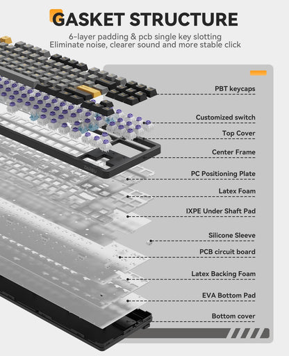 DAREU EK87PRO Wireless Mechanical Gaming Keyboard, TKL RGB, Hot-Swappable, PBT Keycaps, Black, HIFI Dream Switch