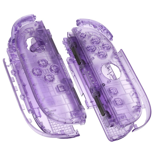 eXtremeRate DIY Replacement Shell Buttons for Joycon 2  Custom Full Housing Case + Decorative Strips + Middle Bracket + Buttons for Nintendo Switch 2 Controller - Deluxe Version - Clear Atomic Purple