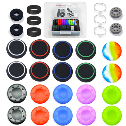 ZHI-NYLLDJS 30-Piece Thumb Grip Caps for PS5/4, Xbox, Switch - Black & Colorful Joystick Accessories